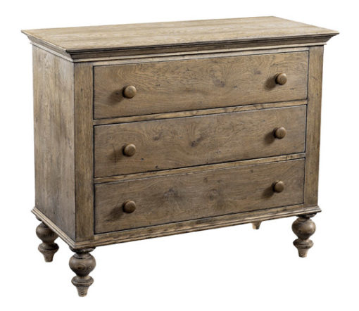 Fauld Chest of Three Drawers with Bulbous Turned Legs in Thames Grey Finish