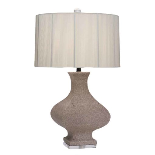 Sculptural Faux Shagreen Table Lamp with Acrylic Ball Finial and Base