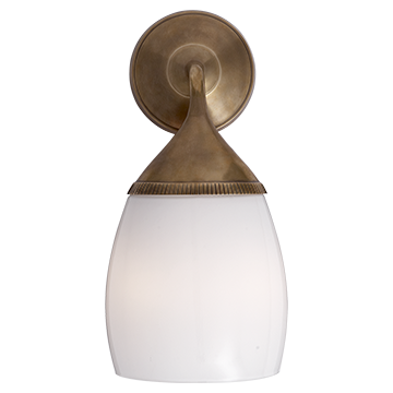 Antique Brass Sconce with White Glass 1