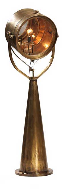 Antique brass floor lamp that looks like a vintage style nautical search lamp 66 H