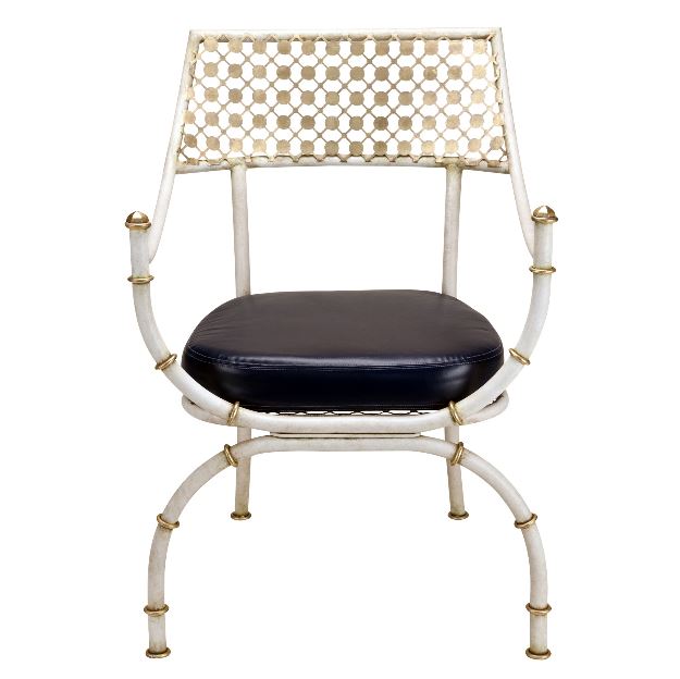 Arm Chair with gold leaf accents, 24 W 23.5 D 39 H