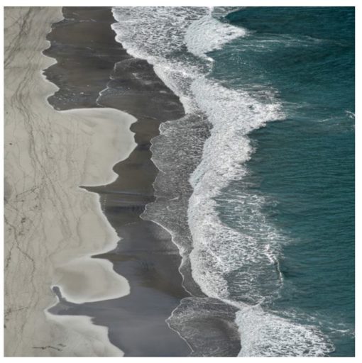 Square Photograph on Plexi of Waves Chrashing on the Shore