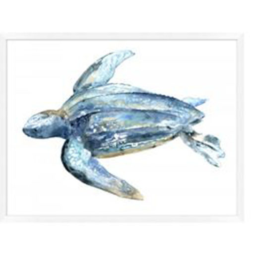 Turtle Portrait in White Glass Frame 1