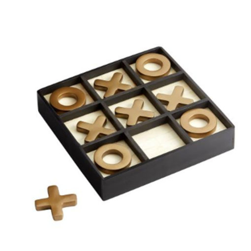 Tic-Tac--Toe, black with Brass "x" and "o" 1