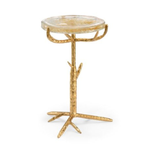 Gold Finish Twig Tripod Glass Top Table 1