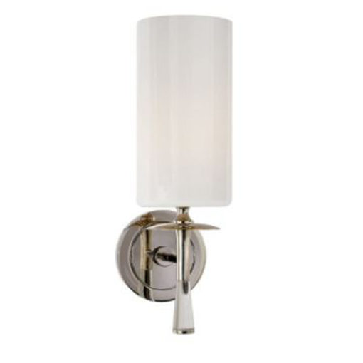 Polished Nickel Sconce with White Glass Shade and Crystal End Piece 1