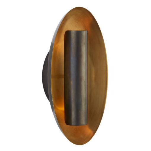 Metal Oval Sconce in Bronze with Soft Brass Interior 1