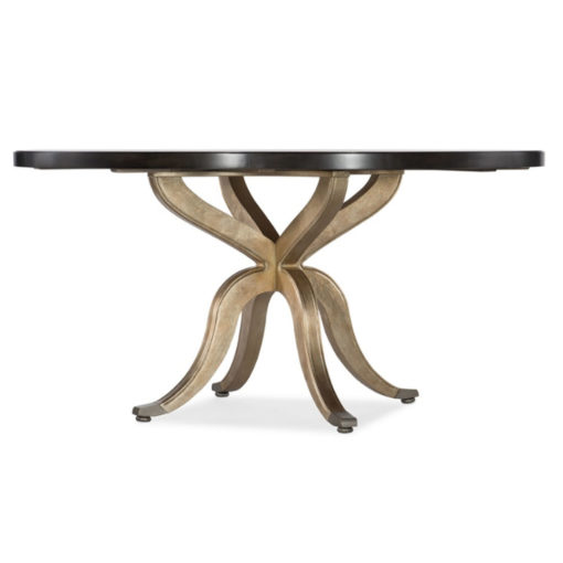 Round Dining Table w/ Dark Wood Top and Elegant Gold Champagne Base 60"DI 1