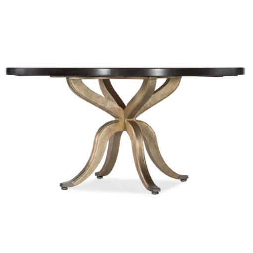 Round Dining Table w/ Dark Wood Top and Elegant Gold Champagne Base 60"DI