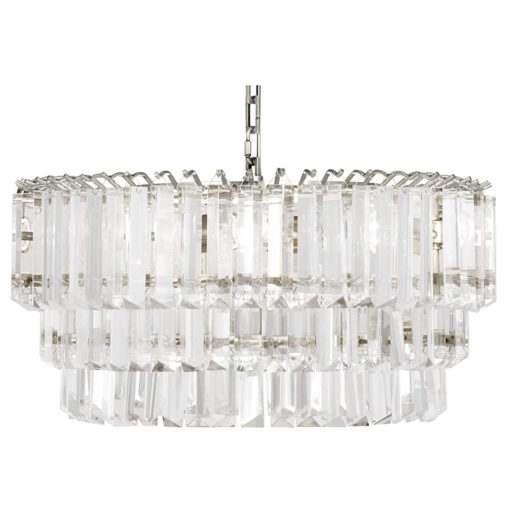 Three Tier Polished Nickel Pendant w/ Crystal Prism Drops 2