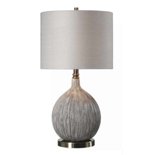 Ceramic Table Lamp w/ Textured Finish in Ivory and Aged Black w/ Brass Plated Details 1