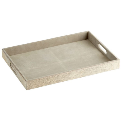 Gray Suede Tray with handles 1