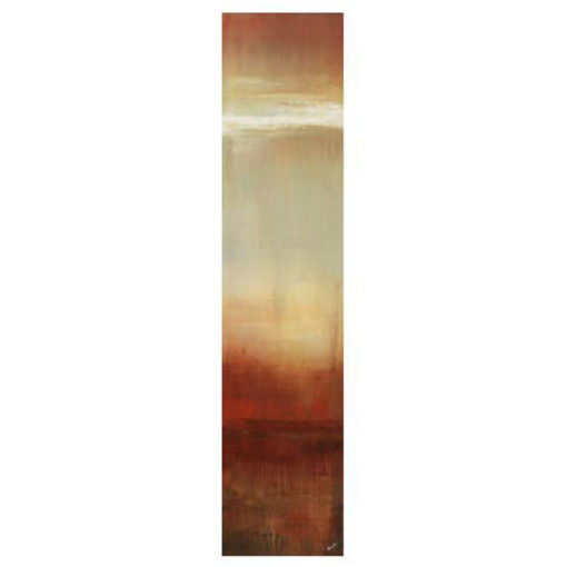 Narrow Abstract Giclee Implying Sky or Landscape in Cream and Reds with Glass Coat Finish