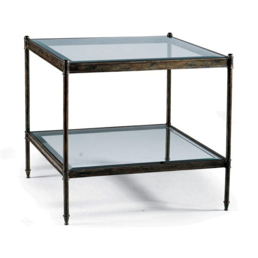 Iron Lamp Table with Glass Top and Bottom Shelves 1
