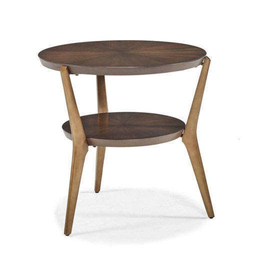 Cambridge Round Side Table w/ Walnut Veneer 1