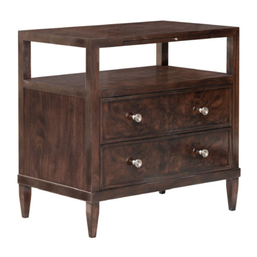 Hickory White Dali Bedside Table in Vuitton Brown