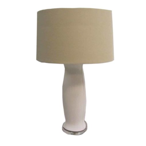 Gentle Curve Cylindrical White Ceramic Table Lamp with Acrylic Base