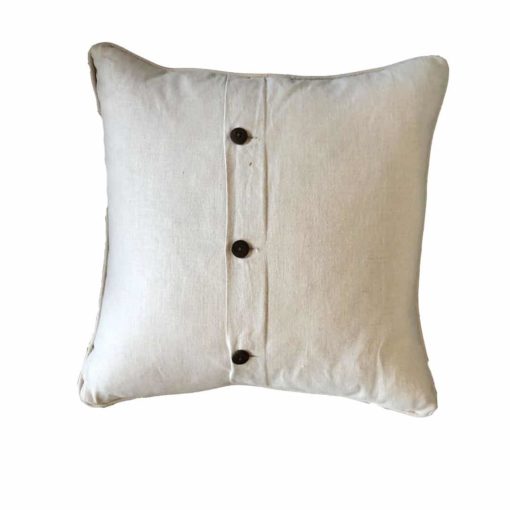 Graphite Basket Weave Pillow in 100% Linen with Back Coconut Buttons 22"SQ 1