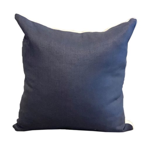 Square Pillow in Indigo Linen w/White Border 22" 1