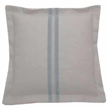Grey Performance Pillow w/ Mist Blue Stripe and Backing Suitable for Indoor/Outdoor Use 22"Sq 1