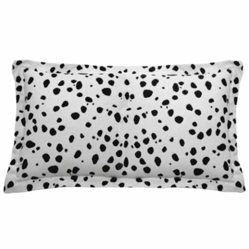 Rectangular Performance Pillow in White with Black Spotting and Backing Suitable for Indoor/Outdoor Use 14"H x 24"W