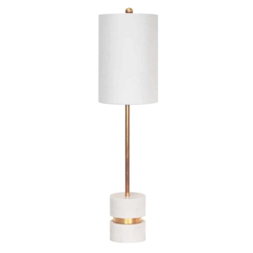 Cylinder Shade Buffet Lamp with White /Gold Leaf 8" x 36"H 1