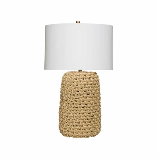 Round Jute Rope Table Lamp w/ Linen Shade 1