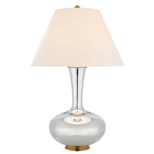 Vase Shaped Mercury Glass Table Lamp with Gold Base and Edge Detailing