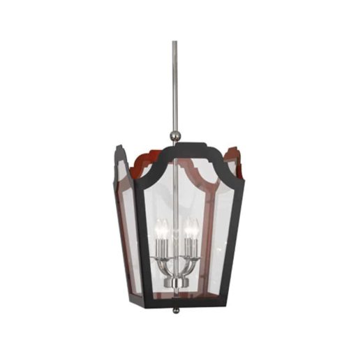 Charcoal and Burnt Orange Interior Lantern (Min drop 28"- Max drop 60")