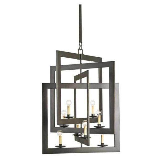 8 Light Geometric 4 Rectangular Tiered Chandelier in Bronze Gold Finish 1