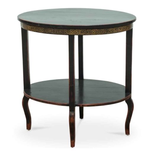 Side Table w/Oval Top and Handpainted Greek Key Motif in Gold