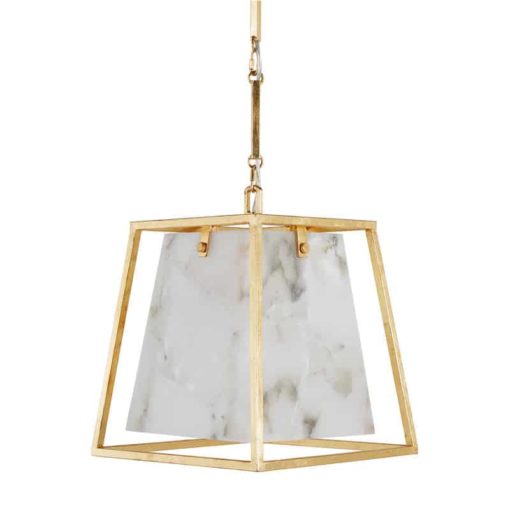 Gilded Gold Lantern with Alabaster Shade