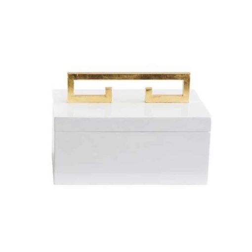 Small White Box Gold Greek Key Handle