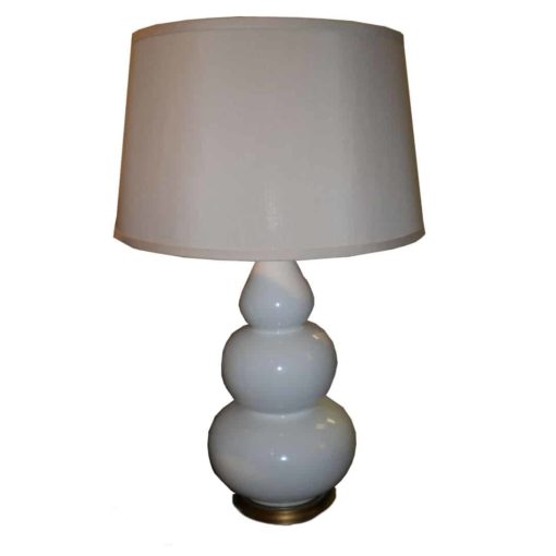 Hand Glazed White Porcelain Table Lamp Mounted on Antique Gold