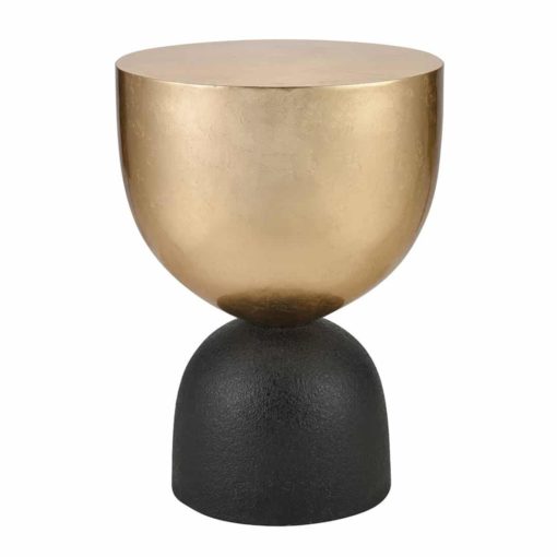 Modern Drum Side Table with Gold Top