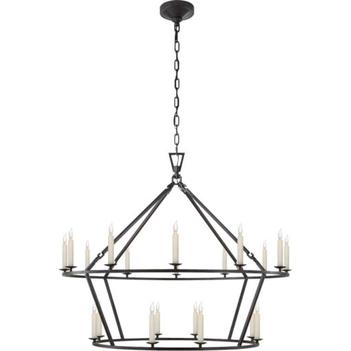 Darlana Large 2 Tiered Ring Chandelier in Aged Iron 1