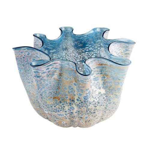 Textured Blue and White Ruffled Vase, 1