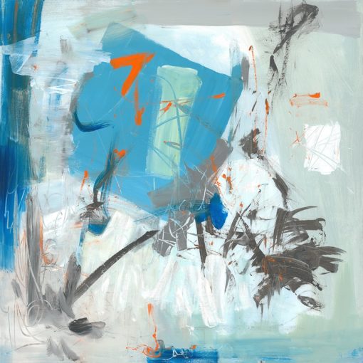 Original "Inside Window III" Art in Turquoise, Gray and Orange 1