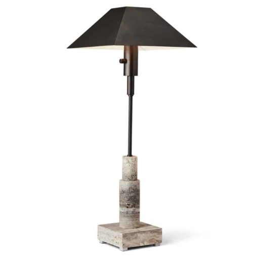 Table Lamp with Black Shade and Stone Base 1