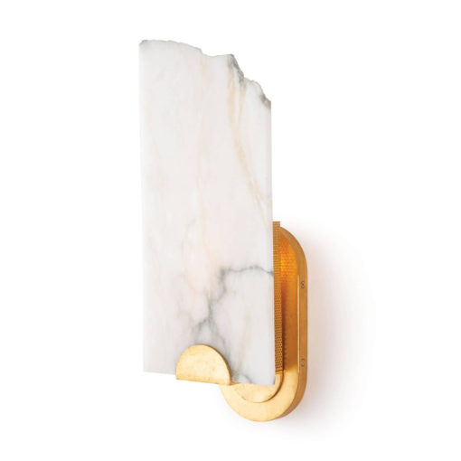 Alabaster Sconce w/ Raw Edge and Gilded Gold Finish