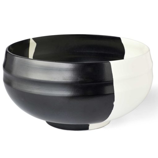 Large Bowl w/hand-dipped matte glaze in black and white 1