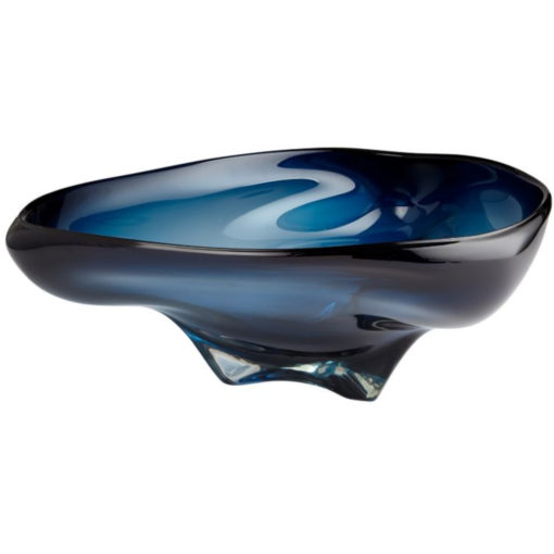 Large Blue Glass Abstract Bowl 1