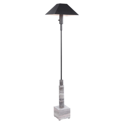 Floor Lamp in Bronze Acid Finish w/ Travertine-like Stone Base w/ Dimmer Switch 1