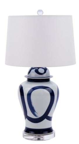 Blue and White Swirl Brushstroke Table Lamp 1