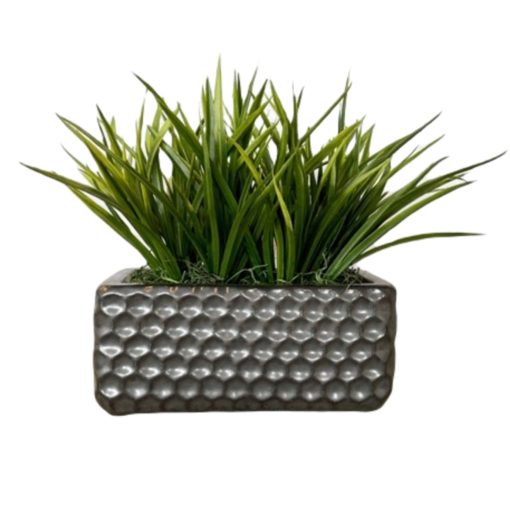 Grass in Black Small Honeycomb Planter 1