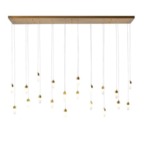 20-Drop Quartz Rectangular Chandelier in Satin Brass O/A 1