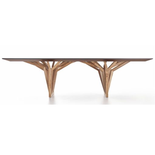 Dining Table with Roofing Anchor Table Base in Walnut and Walnut Top. Handcrafted in Brazil.