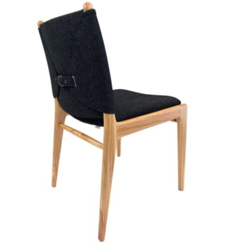 Brazilian Dining Chair in Chinaberry Finish with Charcoal Fabric Seat and Back.