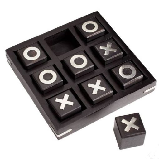 Wooden Black and White Tic-Tac-Toe Game. 1