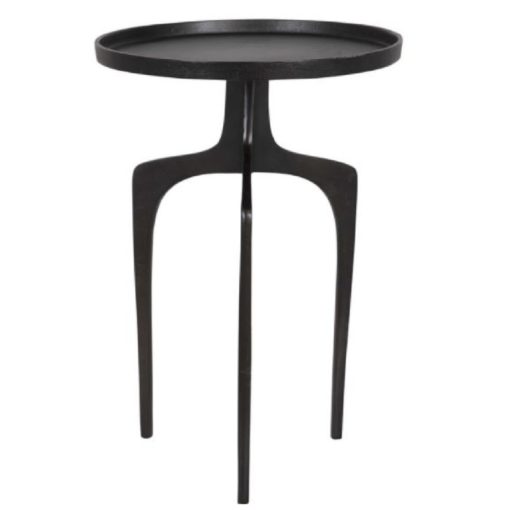 Accent Table w/ Three Curved Legs and Solid Round Top in Rich Raw Dark Brown Finish. 1